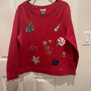 Blumarine Red Sweatshirt with Embroidered Accents